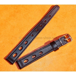 Ladies leather style black color Racing Rally strap 12mm lugs Swiss watch strap bracelet 1970s