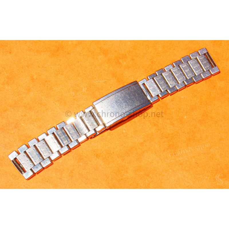 Vintage 70s bracelet 17mm flat folded links watch Steel band Omega,IWC,Enicar,Tissot,Jaeger,Breitling