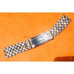Vintage 70s bracelet 17mm flat folded links watch Steel band Omega,IWC,Enicar,Tissot,Jaeger,Breitling