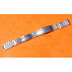 Vintage 70s bracelet 17mm flat folded links watch Steel band Omega,IWC,Enicar,Tissot,Jaeger,Breitling