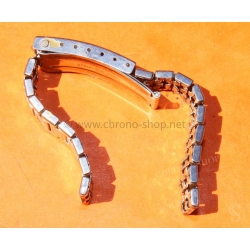 Vintage 70s bracelet 17mm flat folded links watch Steel band Omega,IWC,Enicar,Tissot,Jaeger,Breitling