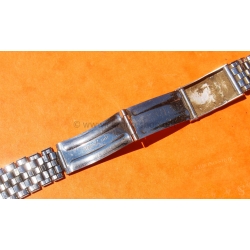 Vintage 70s bracelet 17mm flat folded links watch Steel band Omega,IWC,Enicar,Tissot,Jaeger,Breitling