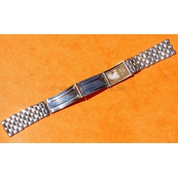 Vintage 70s bracelet 17mm flat folded links watch Steel band Omega,IWC,Enicar,Tissot,Jaeger,Breitling