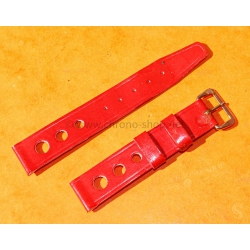 BRACELET RALLY BRACELET 16mm RACING PERFORÉ VINTAGE STYLE CUIR ROUGE MONTRES VINTAGE