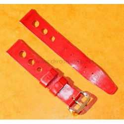 BRACELET RALLY BRACELET 16mm RACING PERFORÉ VINTAGE STYLE CUIR ROUGE MONTRES VINTAGE