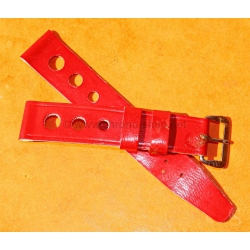 BRACELET RALLY BRACELET 16mm RACING PERFORÉ VINTAGE STYLE CUIR ROUGE MONTRES VINTAGE