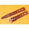 Vintage 14mm racing-style leather watch strap brown color bracelet rallye perforations