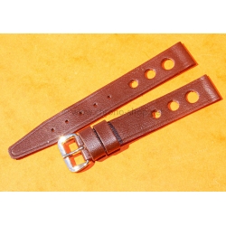 BRACELET RALLY BRACELET 14mm RACING PERFORÉ VINTAGE STYLE CUIR MARRON MONTRES VINTAGE
