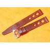 Vintage 14mm racing-style leather watch strap brown color bracelet rallye perforations