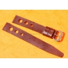 Vintage 14mm racing-style leather watch strap brown color bracelet rallye perforations