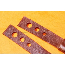 Vintage 14mm racing-style leather watch strap brown color bracelet rallye perforations