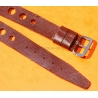 Vintage 14mm racing-style leather watch strap brown color bracelet rallye perforations