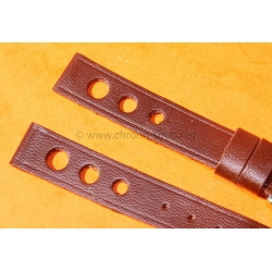 Vintage 14mm racing-style leather watch strap brown color bracelet rallye perforations