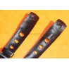 Vintage 24mm racing-style leather watch strap black color bracelet rallye perforations