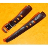 Vintage 24mm racing-style leather watch strap black color bracelet rallye perforations