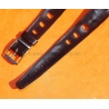 Vintage 24mm racing-style leather watch strap black color bracelet rallye perforations