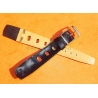 Vintage 24mm racing-style leather watch strap black color bracelet rallye perforations