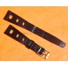 Vintage watch strap 1970s military style pilot 18mm in patinated black faux leather strong vintage character
