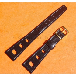 Vintage watch strap 1970s military style pilot 18mm in patinated black faux leather strong vintage character