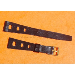 Vintage watch strap 1970s military style pilot 18mm in patinated black faux leather strong vintage character