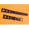 Vintage watch strap 1970s military style pilot 18mm in patinated black faux leather strong vintage character