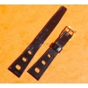 Vintage watch strap 1970s military style pilot 18mm in patinated black faux leather strong vintage character
