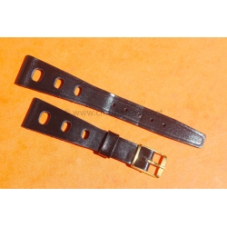 Vintage watch strap 1970s military style pilot 18mm in patinated black faux leather strong vintage character
