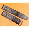 Vintage watch strap 1970s military style pilot 18mm in patinated black faux leather strong vintage character