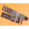 Vintage watch strap 1970s military style pilot 18mm in patinated black faux leather strong vintage character