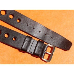 Vintage watch strap 1970s military style pilot 18mm in patinated black faux leather strong vintage character