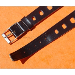 Vintage watch strap 1970s military-style pilot 18mm in patinated black faux leather strong vintage character