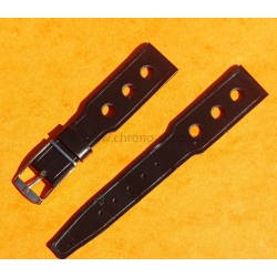 Vintage watch strap 1970s military-style pilot 18mm in patinated black faux leather strong vintage character
