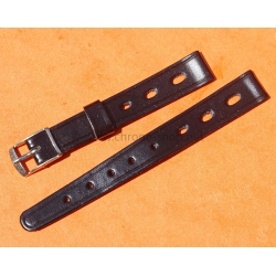 Ladies leather style black Racing Rally strap 12 mm lugs Swiss watch strap bracelet 1970s