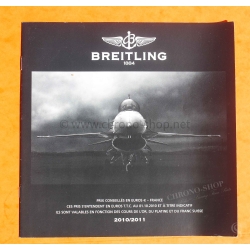 BREITLING LISTE DE PRIX EUROS 2010-2011 MONTRES BREITLING NAVITIMER,CHRONOMAT,COCKPIT,EMERGENCY,COSMONAUT