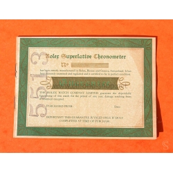 Vintage 1966 Rolex Superlative Chronometer Blank Paper Guarantee Document Rolex Submariner 5513