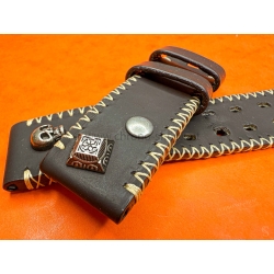 Amazing Custom Leather Strap 23/23 mm U-Boat U-42 watches 47 mm matte Chocolate Brown Tribal Style