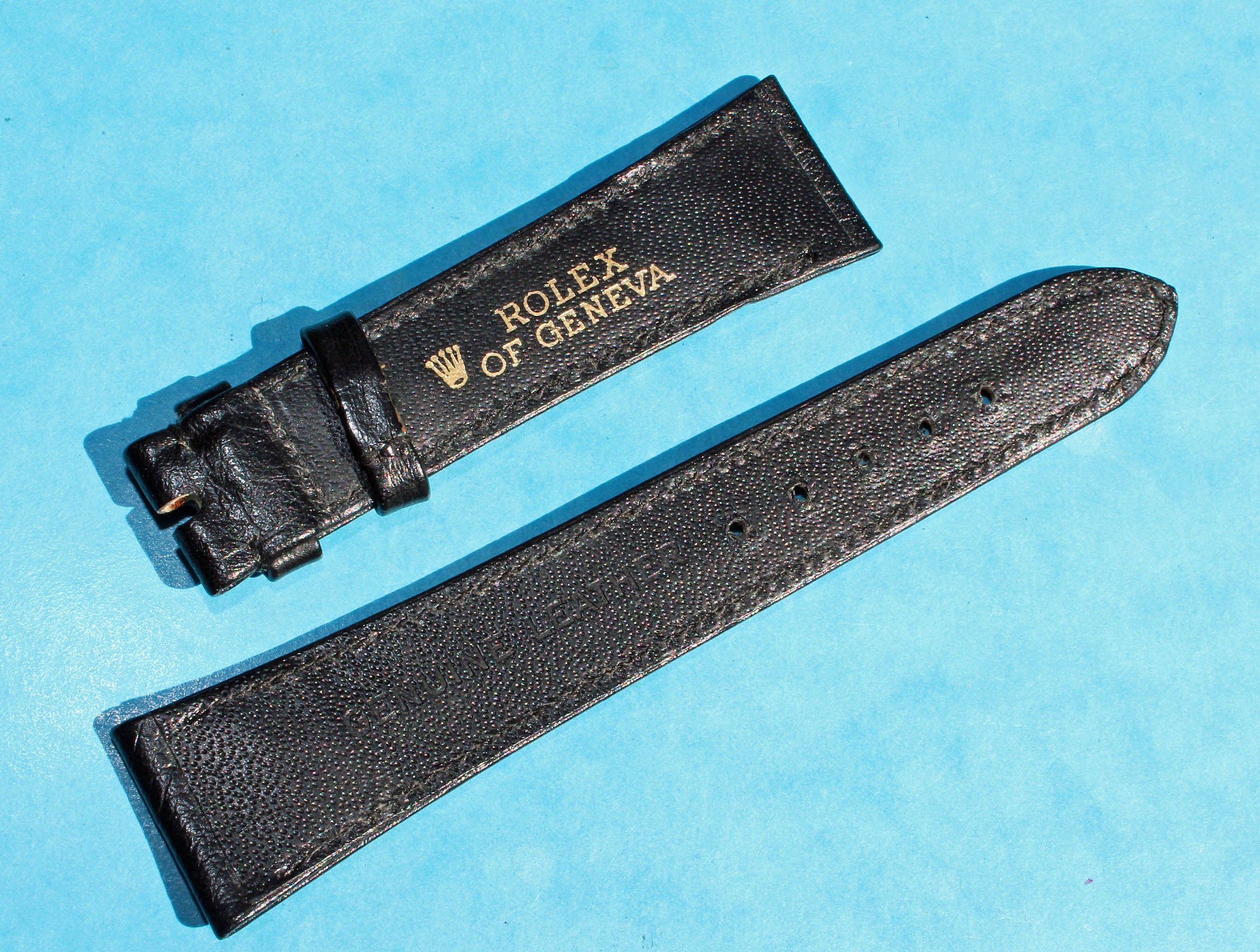 rolex black leather strap watch
