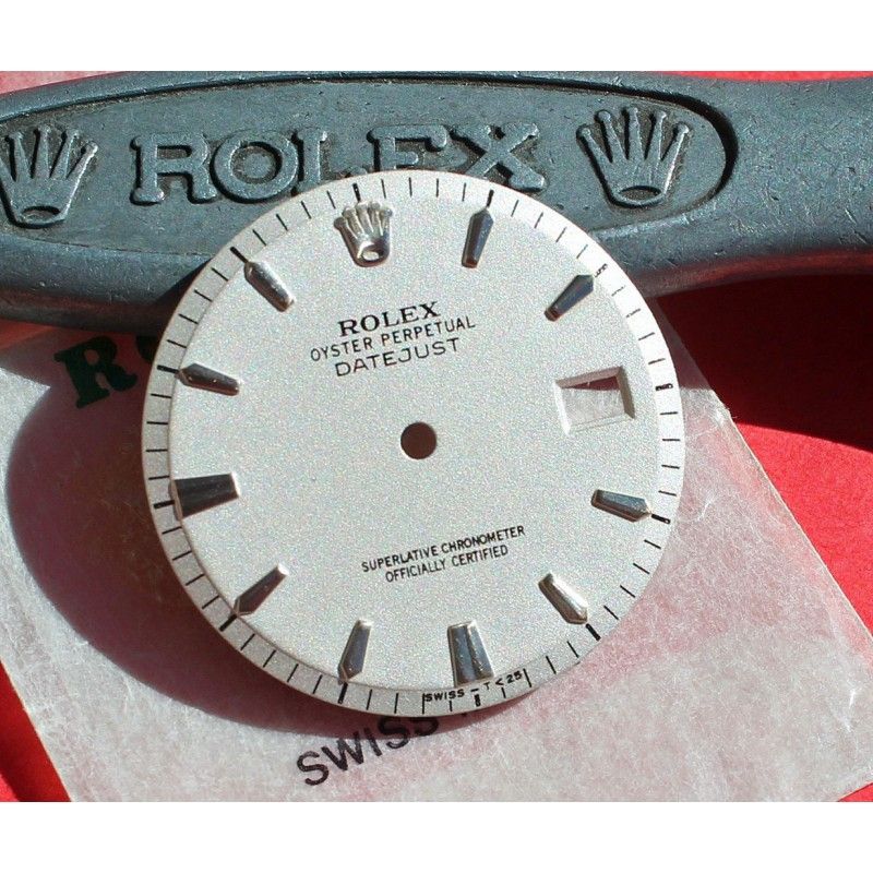 VINTAGE 1965 CADRAN ROLEX DATEJUST 1603  OYSTER PERPETUAL PIE PAN argent signé BEYELER