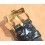 BRACELET MONTRE CUIR CROCODILE NOIR SIGNE ROLEX 17mm AVEC BOUCLE ARDILLON PLAQUE OR