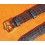 BRACELET MONTRE CUIR CROCODILE BRUN SIGNE ROLEX 17mm AVEC BOUCLE ARDILLON PLAQUE OR
