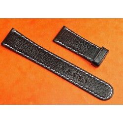 ORIGINAL BLACK LEATHER BRACELET STRAP SIGNED ROLEX 21 MM