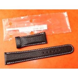 ORIGINAL BLACK LEATHER BRACELET STRAP SIGNED ROLEX 21 MM