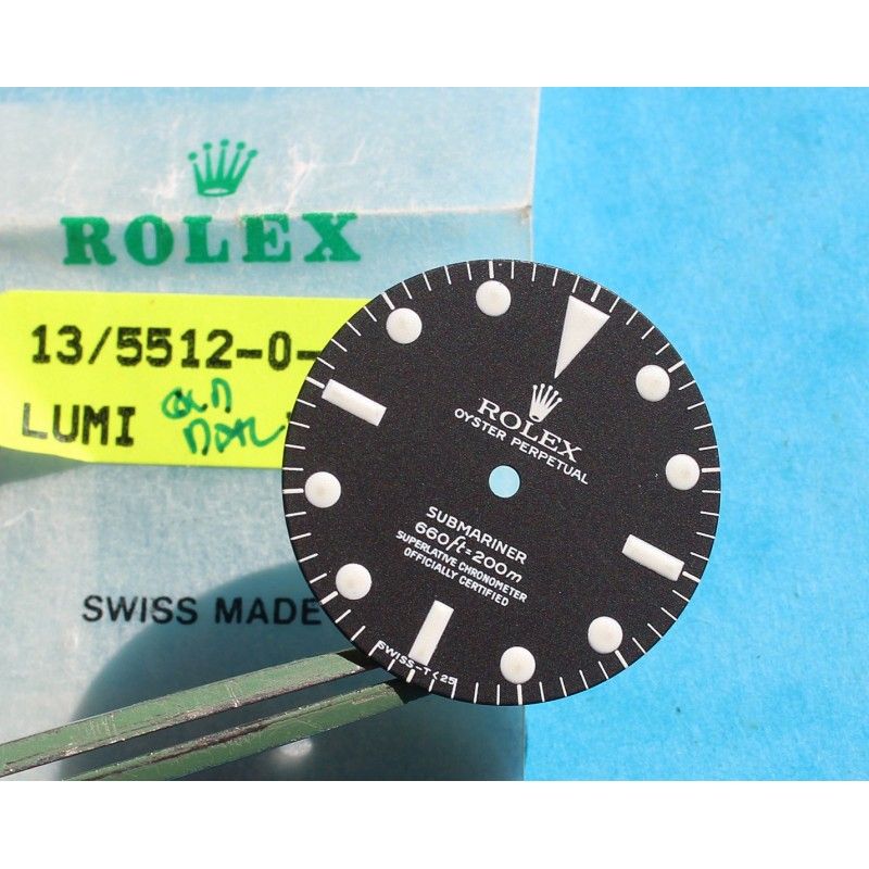 Cadran Rolex 5512 -4 lignes -Submariner mat vintage Luminova NEUF 