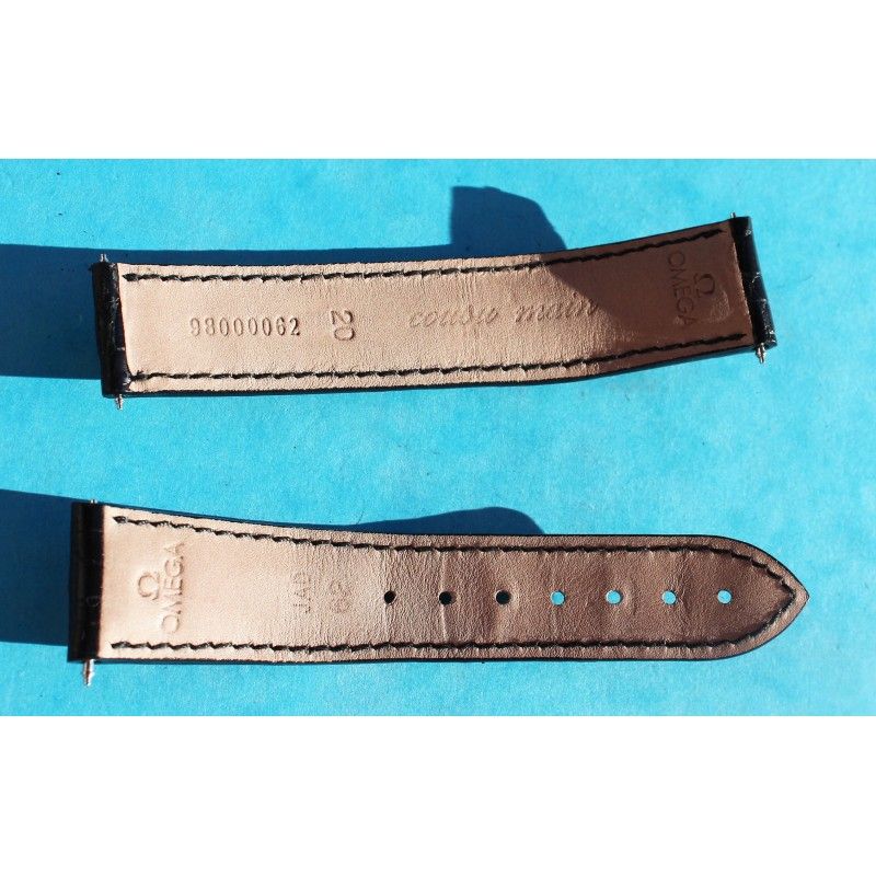 Rare Genuine & Omega Leather Clasp Black Strap Alligator 20 mm
