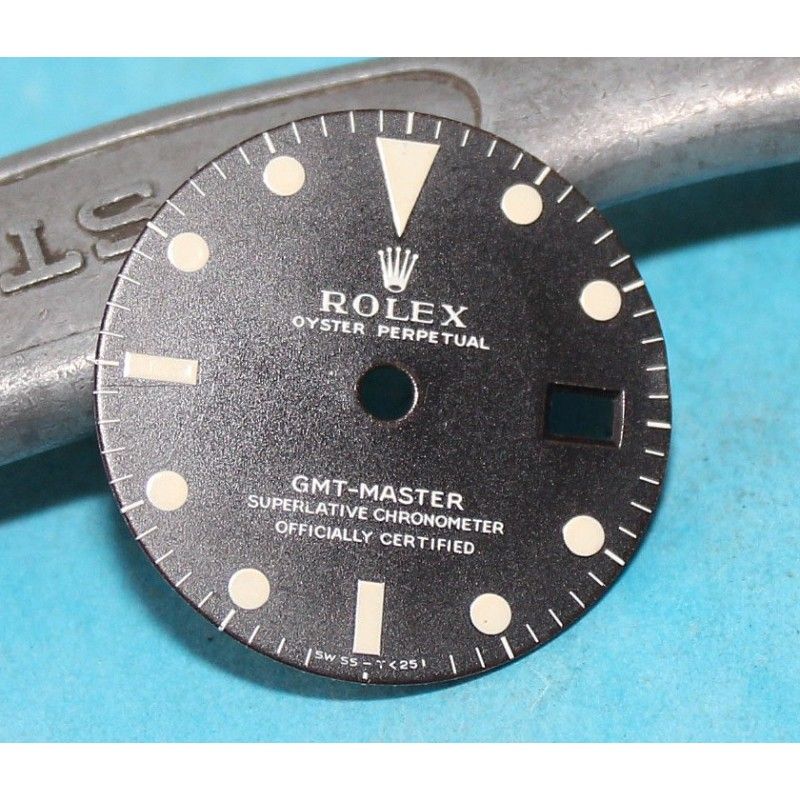 Rolex Original Cadran Ø27mm Mark II montres GMT-Master 1675 mat Relumed Cal 1575, 1565 automatique