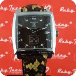 TAG Heuer Factory Monaco & Silverstone watches Black Calf Strap band Perforated bracelet 22mm ref FC6241