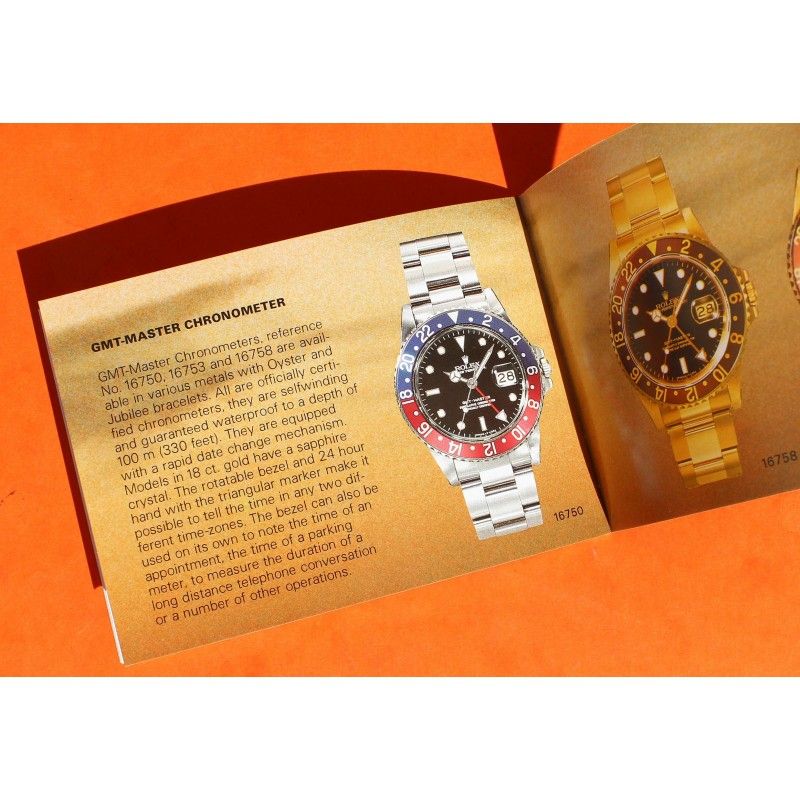 ROLEX VINTAGE COLLECTOR 1986 LIVRET MONTRES GMT MASTER 16750, 16758, 16753, 16760 BOOKLET, MANUEL, MODE D'EMPLOI 