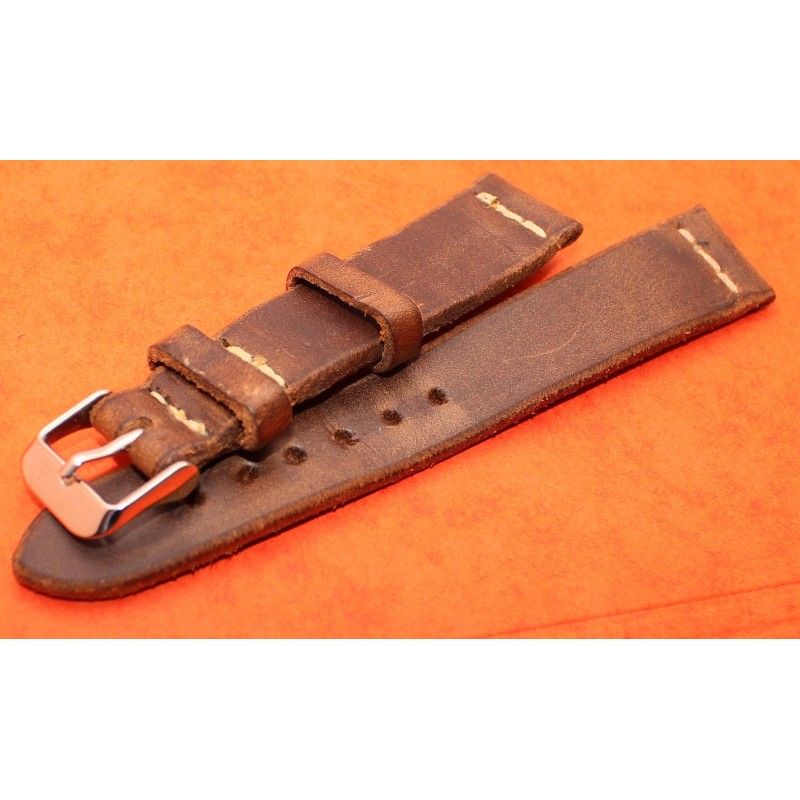 Vintage genuine wild leather 20mm brown chocolate watch strap band handmade bracelet Rolex 5508, 6536, 6538, 6542, 5512 PCG