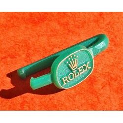 Rolex Vintage Goodie accroche, présentoir bracelet vert plastique signé ROLEX