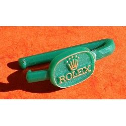 Rolex Vintage Goodie accroche, présentoir bracelet vert plastique signé ROLEX